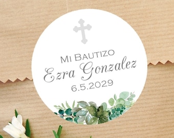 Gender Neutral Spanish Baptism Favor Stickers, Spanish Baptism Favor Tags
