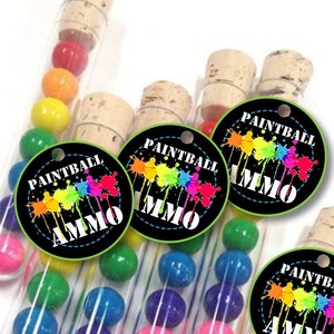 Paintball Birthday Party Stickers or Favor Tags, Paintball Birthday Decorations, Paintball Birthday Party Favor Tags