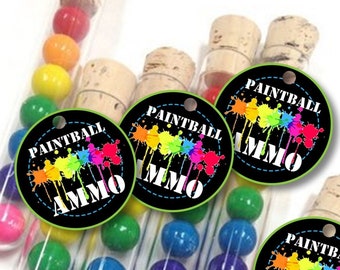 Paintball Birthday Party Stickers or Favor Tags, Paintball Birthday Decorations, Paintball Birthday Party Favor Tags