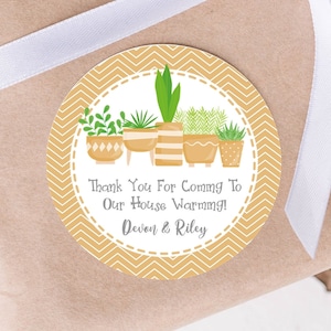 House Warming Party Stickers, House Plant House Warming Party Favor Tags