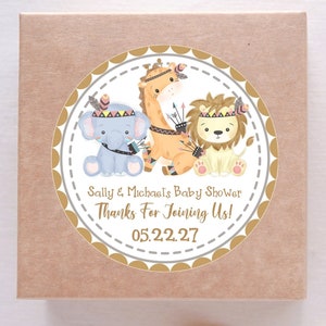 Gender Neutral Safari Animals Baby Shower Sticker Labels, Safari Animals Baby Shower Favors