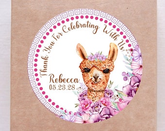 Llama Birthday Party Sticker Labels, Llama Party Stickers, Llama Party Decorations, Alpaca Birthday Party Stickers
