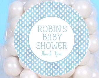 Garçons Gouttes de pluie bleues Baby Shower Favor Stickers ou Favor Tags, Boys Raindrops Baby Shower Favor Tags