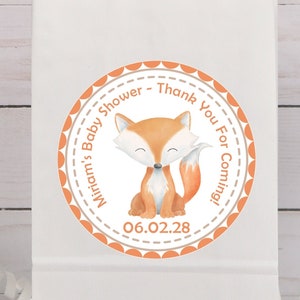 Woodland Fox Baby Shower Sticker Labels, Woodland Animals Baby Shower Stickers, Gender Neutral Fox Baby Shower Favors