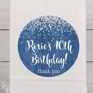 Denim & Diamonds Birthday Party Stickers or Favor Tags, Denim And Diamonds Decorations, Denim And Diamonds Birthday Party Favor Tags