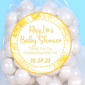 Lemon Baby Shower Favor Stickers or Favor Tags, Lemon Baby Shower Favors