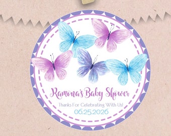 Butterfly Baby Shower Favor Stickers or Favor Tags, Butterfly Baby Shower Favors