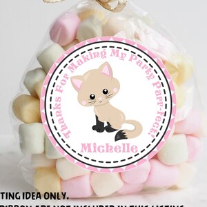 Cat Birthday Party Sticker Labels, Cat Party Stickers, Cat Party Decorations