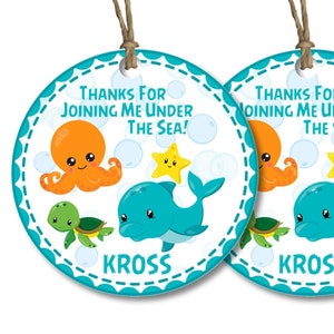 Under The Sea Birthday Party Favor Tags, Under The Sea Baby Shower Favor Tags