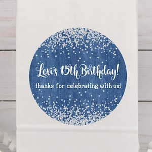 Denim & Diamonds Birthday Party Stickers or Favor Tags, Denim And Diamonds Decorations, Denim And Diamonds Birthday Party Favor Tags