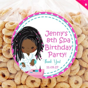 Spa Birthday Party Stickers or Favor Tags, Spa Birthday Decorations, Spa Favor Tags, Spa Party Stickers