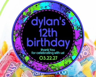 Paintball Birthday Party Stickers or Favor Tags, Paintball Birthday Decorations, Paintball Birthday Party Favor Tags
