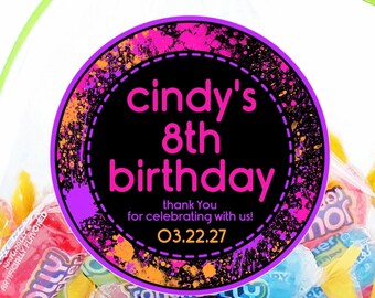 Paintball Birthday Party Stickers or Favor Tags, Paintball Birthday Decorations, Paintball Birthday Party Favor Tags