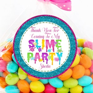Slime Birthday Party Stickers or Favor Tags, Slime Birthday Decorations, Slime Party Favors, Slime Party Favor Tags, Slime Party Stickers