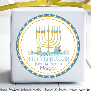 Blue And Yellow Hanukkah Sticker Labels Or Gift Tags