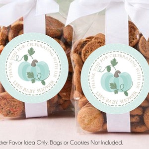 Boys Blue Fall Pumpkin Baby Shower Favor Stickers or Favor Tags, Fall Pumpkin Baby Shower Favors For Boys