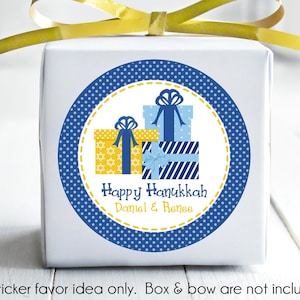 Blue And Yellow Hanukkah Sticker Labels Or Gift Tags