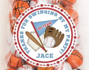 Baseball Birthday Favor Sticker, Baseball Birthday Favor Label, Baseball Party Decorations