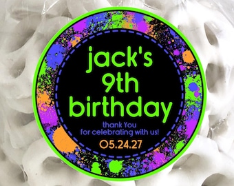 Paintball Birthday Party Stickers or Favor Tags, Paintball Birthday Decorations, Paintball Birthday Party Favor Tags