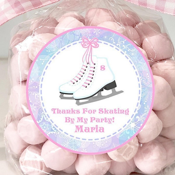 Ice Skating Birthday Favor Tag, Ice Skating Birthday Party Favor Sticker, Ice Skating Birthday Party Decor, Ice Skating Party Supplies