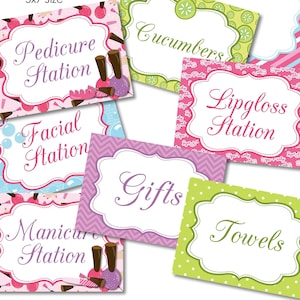 INSTANT DOWNLOAD - 7 Spa Birthday Party Signs