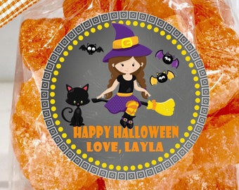 Girls Witch Halloween Party Stickers