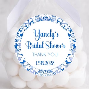 Blue And White Bridal Shower Stickers, Chinoiserie Stickers, Chinoiserie Party Favors, Chinoiserie Bridal Shower Favor Tags