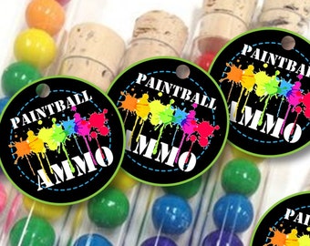INSTANT DOWNLOAD - Paintball Ammo Favor Tags For Birthday Party Favors - Paintball Birthday Party Favor Tags