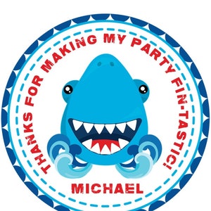Shark Birthday Party Stickers, Shark Birthday Decorations, Shark Party Favors
