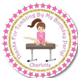 Gymnastics Birthday Favor Tag, Gymnastics Birthday Party Favor Sticker, Gymnastics Birthday Party Decor, Gymnastics Party Supplies