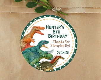 Dinosaur Birthday Party Stickers or Favor Tags, Dinosaur Party Favor Tags, Dinosaur Party Favors, Dinosaur Birthday Stickers