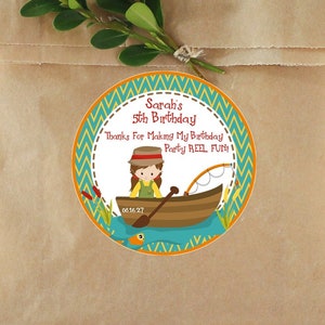 Fishing Party Stickers or Favor Tags, Fishing Birthday Party Decorations For Boys Or Girls