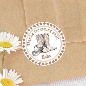 Cowgirl Birthday Party Favor Sticker, Cowgirl Sweet 16 Sticker, Country Sweet 16 Stickers, Cowgirl Party Favor Labels