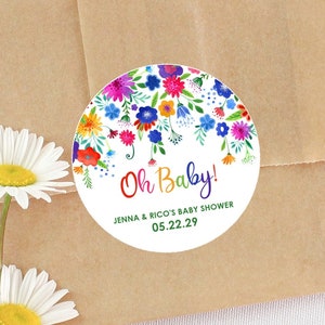 Fiesta Baby Shower Stickers Or Favor Tags