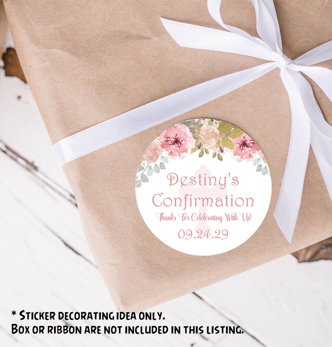 Confirmation Code Stickers Pink and Peach Floral Confirmation Stickers for Girls, Confirmation ...