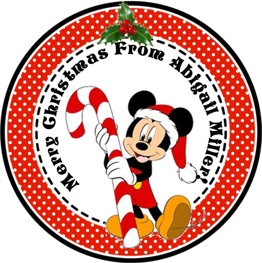 Mickey Mouse Christmas Sticker Labels Etsy