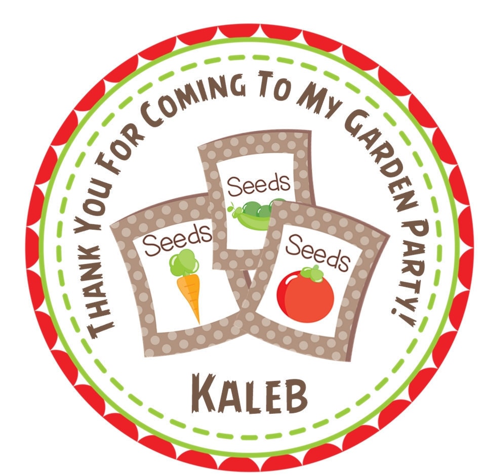 Garden Birthday Party Sticker Labels, Garden Party Labels, Garden Party ...