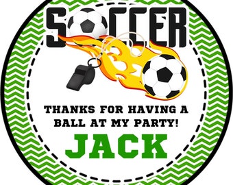 Soccer Birthday Party Stickers or Favor Tags, Soccer Birthday Decorations, Soccer Party Favors