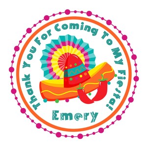 Fiesta Birthday Favor Sticker, Fiesta Birthday Favor Label, Fiesta Party Decorations