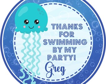 Under The Sea Birthday Party Stickers or Favor Tags, Under The Sea Birthday Decor, Under The Sea Party Favors, Under The Sea Party