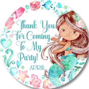 Mermaid Birthday Favor Tag, Mermaid Birthday Party Favor Sticker, Mermaid Birthday Party Decor, Mermaid Party Supplies