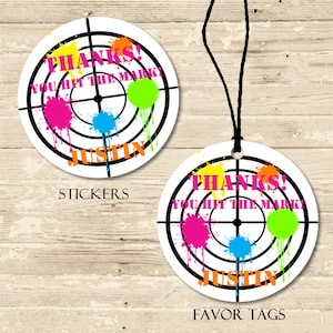 Paintball Birthday Party Stickers or Favor Tags, Paintball Birthday Decor, Paintball Party Favors, Paintball Favor Tags