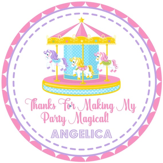 Girls Circus Carousel Birthday Favor Tag Carousel Birthday Etsy