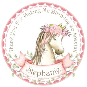 Pony Horse Birthday Favor Sticker, Pony Horse Birthday Favor Label, Pony Horse Birthday Party Decorations