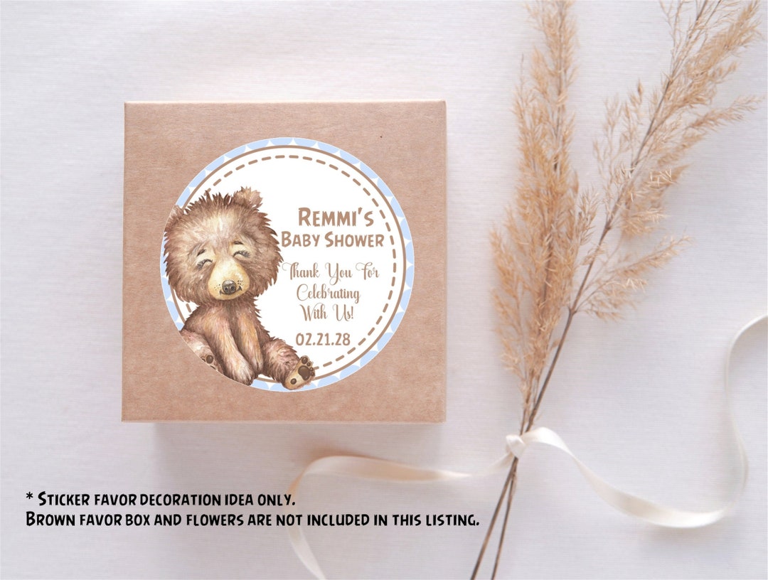Boys Woodland Bear Baby Shower Favor Stickers or Favor Tags, Boys Teddy ...