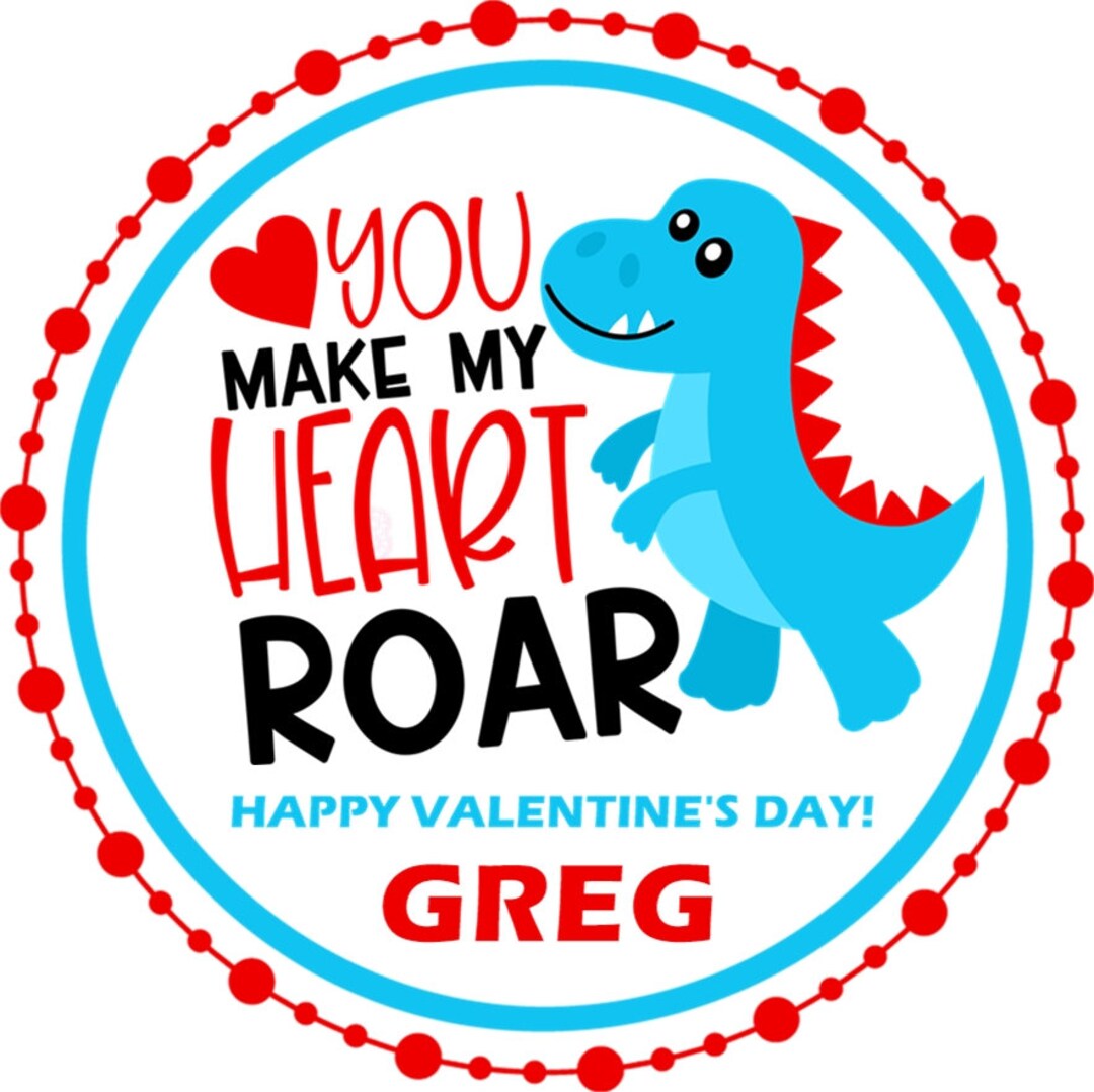 You Make My Heart Roar Dinosaur Valentine's Day Stickers - Etsy