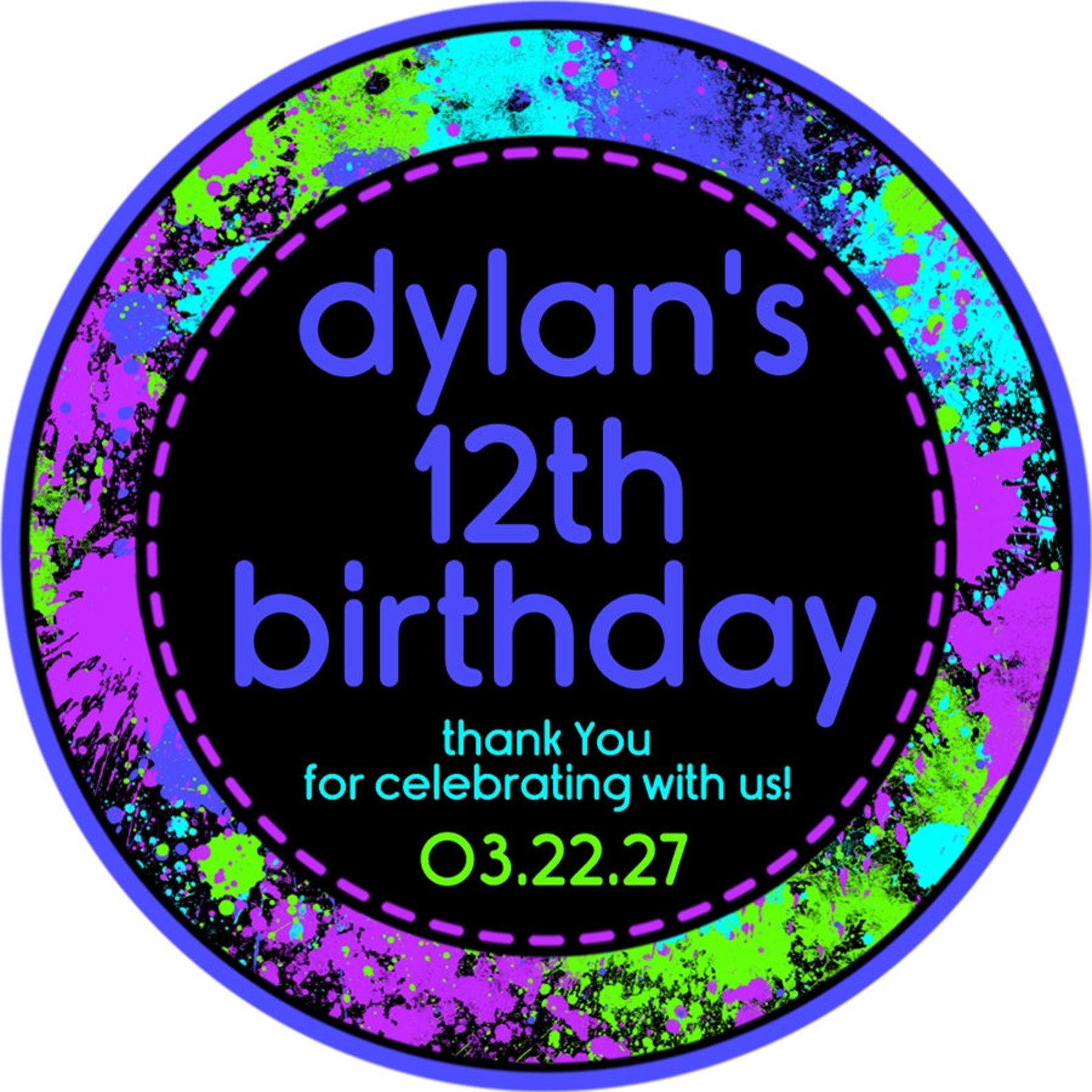 Paintball Birthday Party Stickers or Favor Tags Paintball Etsy