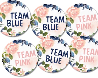 Gender Reveal Stickers, Team Pink, Team Blue Gender Reveal Party Stickers