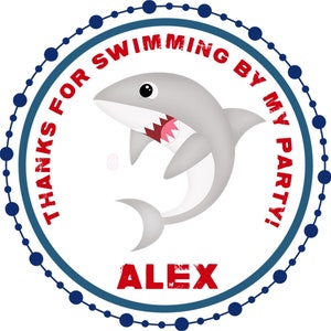 Shark Birthday Party Sticker Labels, Shark Birthday Decorations, Shark Party Favors