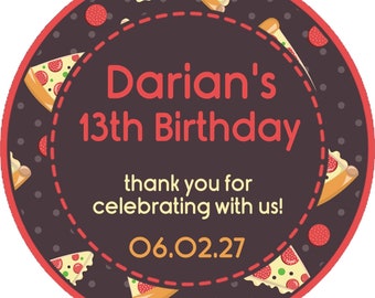 Pizza Birthday Party Stickers or Favor Tags, Pizza Birthday Decorations, Pizza Birthday Party Favor Tags